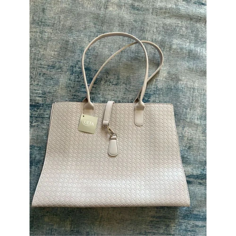 NWT! ULTA Beauty Pale Gray Faux Leather Tote Bag